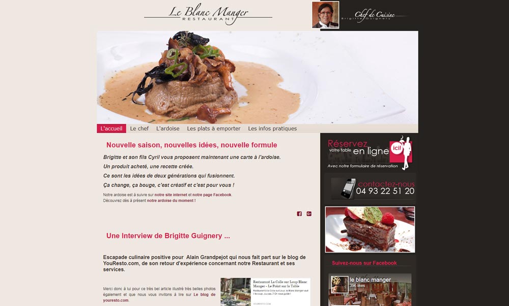 Création du site web Le Blanc Manger